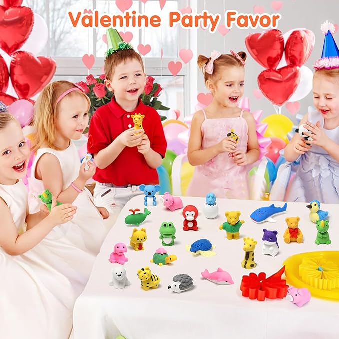 34 Pack Animal Pencil Erasers for Kids, 3D Mini Puzzle Take Apart Erasers, Desk Pets & Treasure Box Toys, Bulk Party Favors, Classroom Prizes, School Supplies, Gift for Boys & Girls-DeskLoop Office