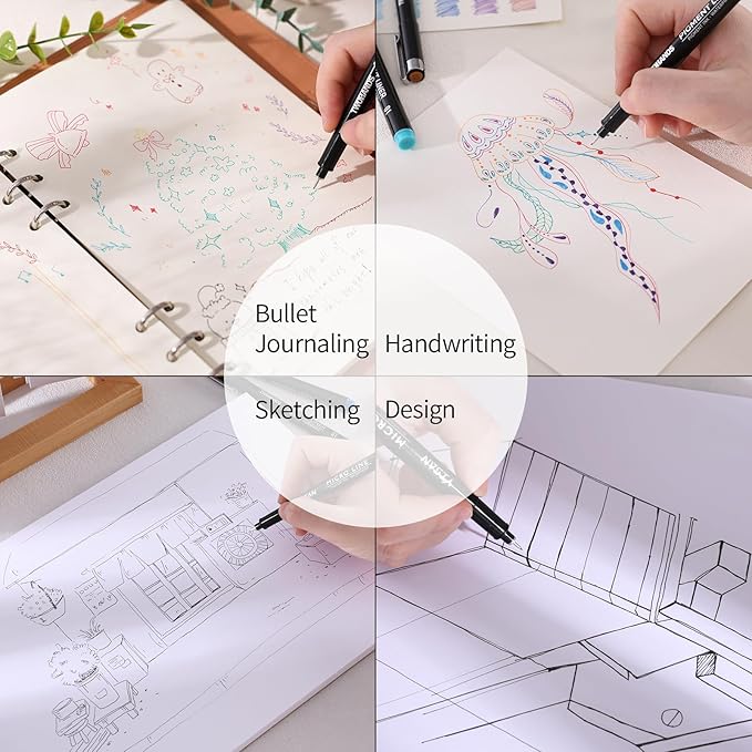 TWOHANDS Micro Pens 01,Art Pens,Fineliner Ink Pens,Set of 12 Technical Drawing pen,Pigment Pen,Fine Point,colord,Waterproof,for Art Watercolor,Sketching,Anime,Manga, 21281-DeskLoop Office