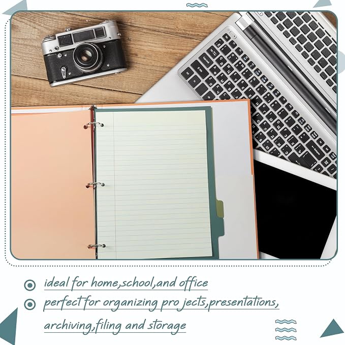 Honoson 12 Sets 8 Tab Dividers for 3 Ring Binders Plastic File 8.5 x 11 Inch - Image 6