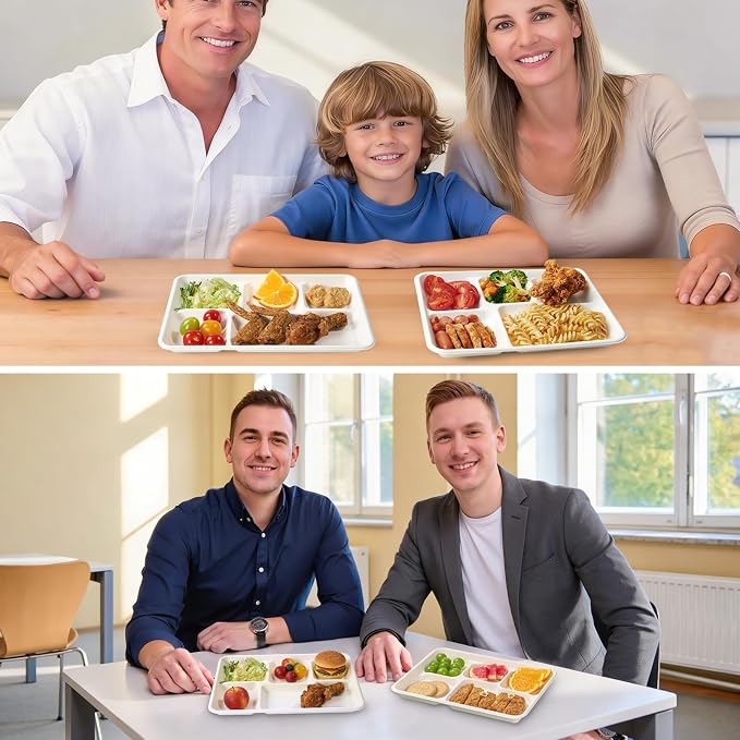 Turbo Bee Disposable 5 Compartment Plates, Heavy Duty Serving Plates - Image 6