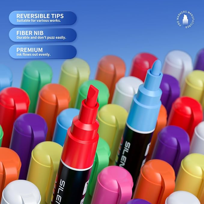 SILENART Liquid Chalk Markers Pink - 15mm Jumbo Tip Car Marker - Wide Thick - Image 6