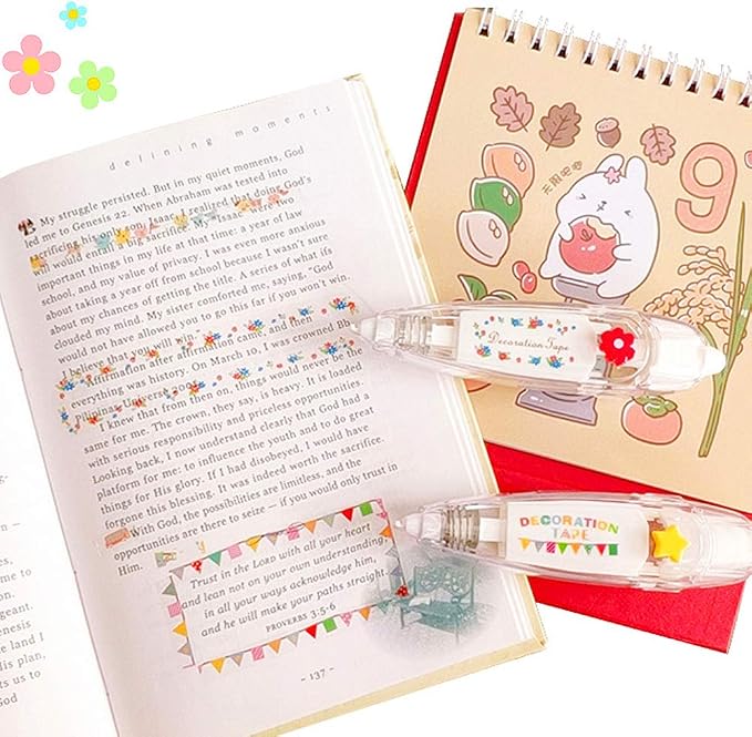 Geluode 6Pcs Decorative Correction Tape, Creative Cartoon Pattern Decorative - Image 7