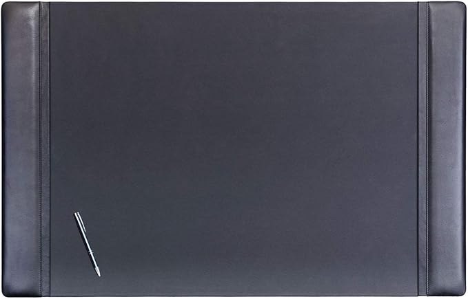 Dacasso Black Leather 38" x 24" Side-Rail Desk Pad by Dacasso