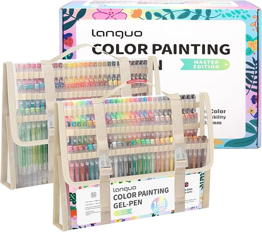 Gel Pens For Coloring, 168 Pack Colored Pens for Black Paper & White Paper, 0.6MM Fine Point Pens for Coloring, Writing, Drawing, Journaling, Note Taking, School, Office, Home-DeskLoop Office