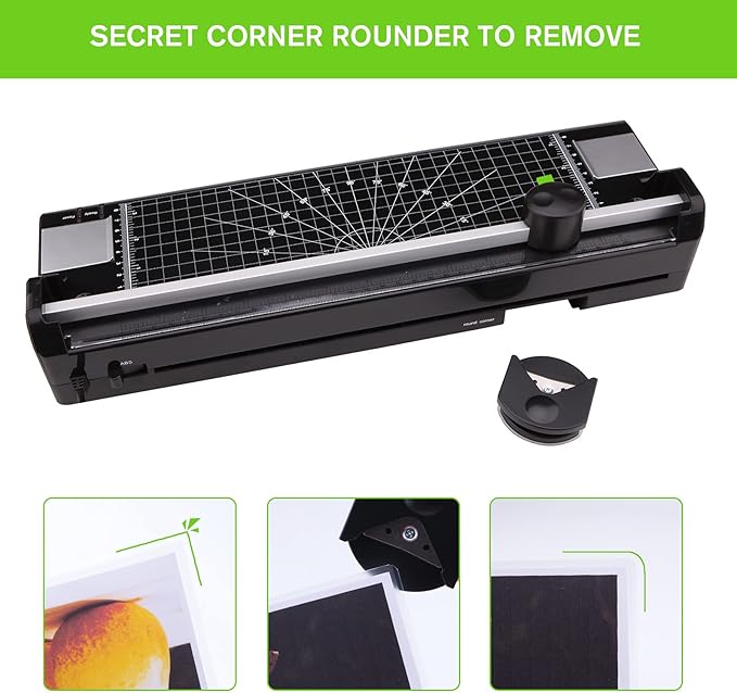 Laminator Machine for A3/A4/A6, Thermal Laminating Machine for Home Office School Use with 50 Pouches, Paper Trimmer and Corner Rounder (Green)-DeskLoop Office
