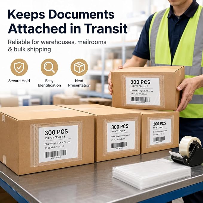300 Pack 7"x10" Shipping Label Sleeves, Packing Slip Pouches, Packing List - Image 6