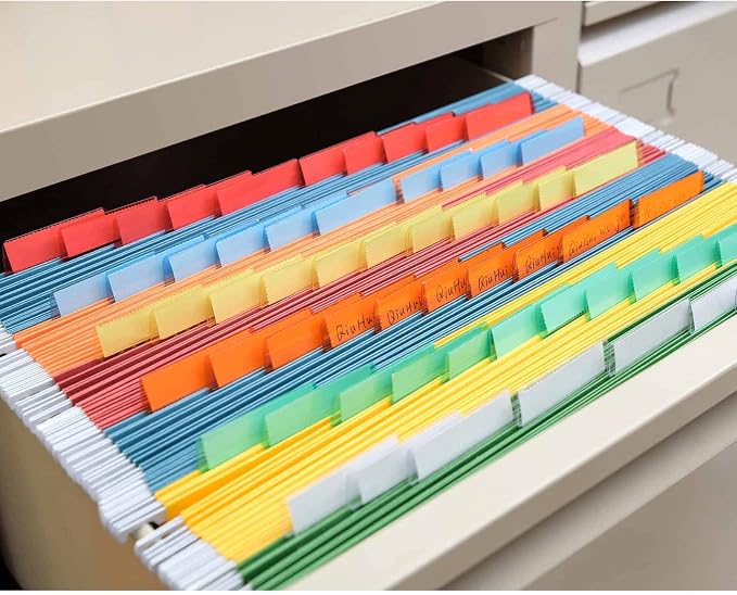 File Folder Tabs, Paxcoo 50 Sets Hanging File Folder Tabs and Inserts, Plastic - Image 6