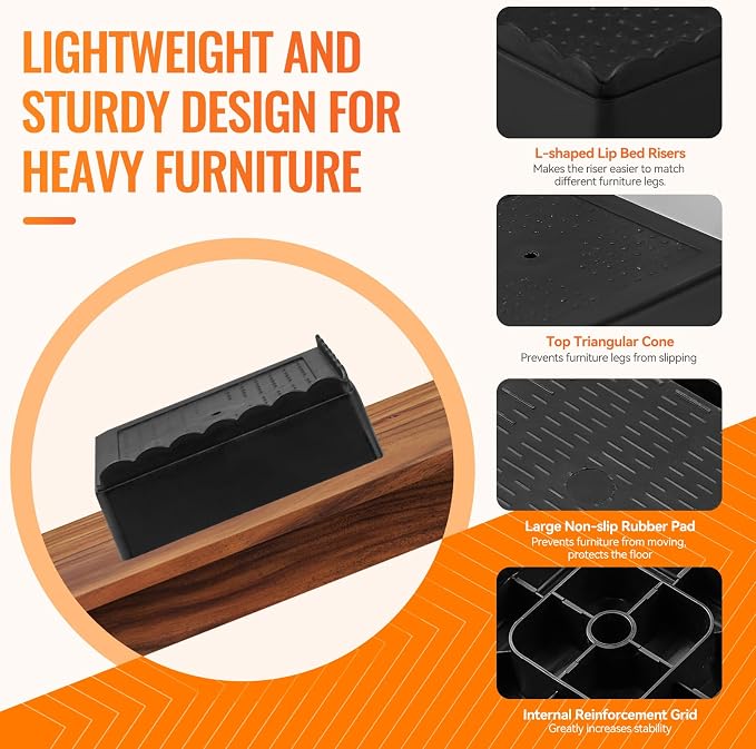 shouwuhho Furniture Risers, 6 Pack Bed Risers - Image 4