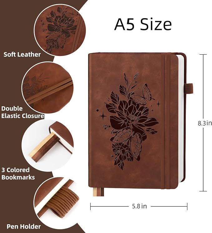 Lined Journal Notebook 365 Pages, A5 Leather Journals - Image 2