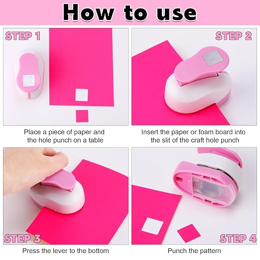 CHENGU 3 Pack Square Craft Hole Punch Corner to Corner 2, 1 and 5/8 Inch Punch - Image 4