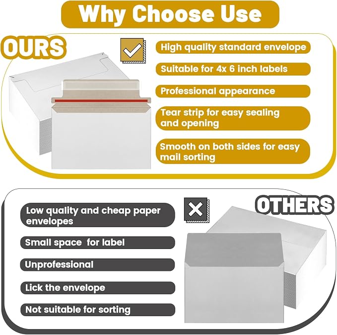 110 Pack White Trading Card Shipping Envelopes, 7x 4.35 Inch Self-Adhesive - Image 4