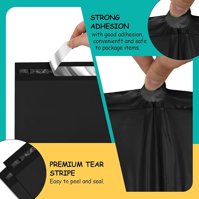 Poly Mailers - 9x12 inch 100 Pcs Black Shipping Bags - Image 3