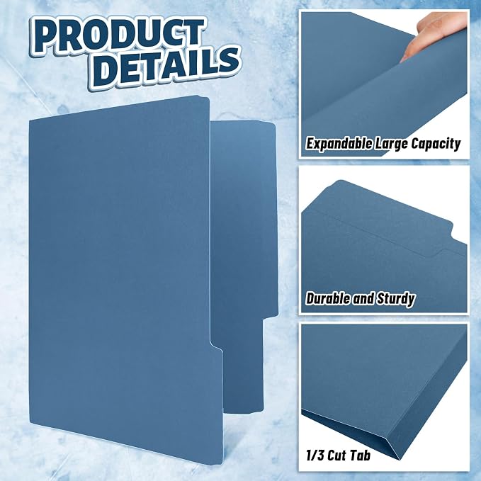 Whaline Dusty Blue File Folders Letter Size 12 Packs 3 Colors Gradient Blue - Image 3