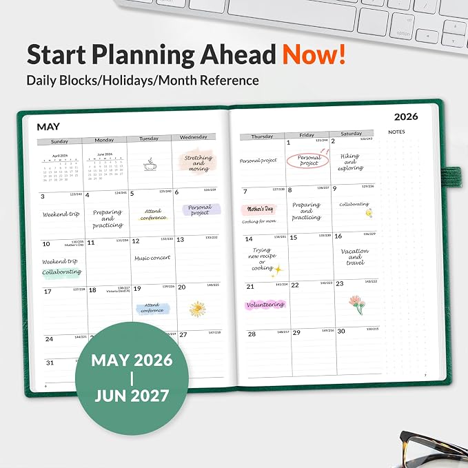 SUNEE 2026-2027 Weekly & Monthly Hardcover Planner 5.5" x 8.3" - Image 2