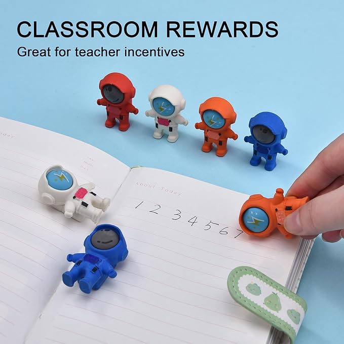 20Pcs Outer Space Themed Erasers for Kids Bulk, Kawaii Cute Spaceman Eraser for School Classroom Supplies Party Favors-DeskLoop Office
