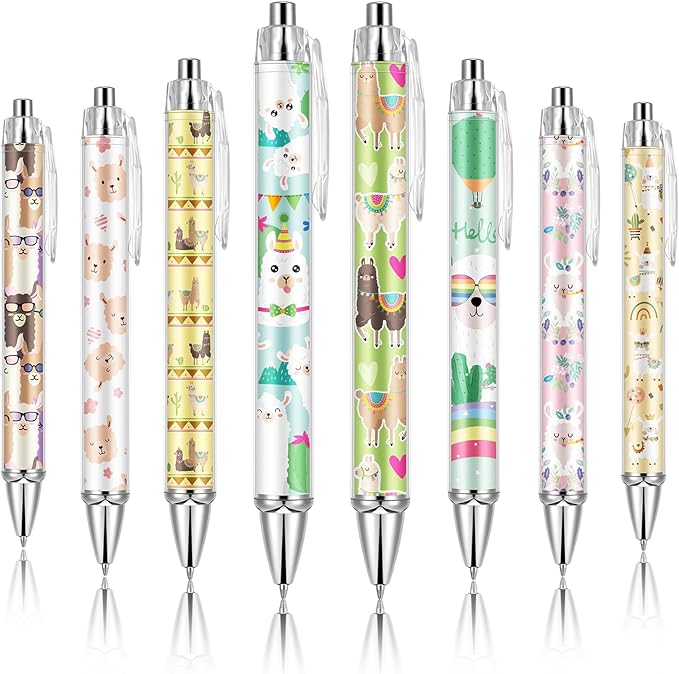 Ireer 8 Pcs Ballpoint Pens for Women 1.00 mm Cute Black Ink Fancy Pens Fine by Ireer