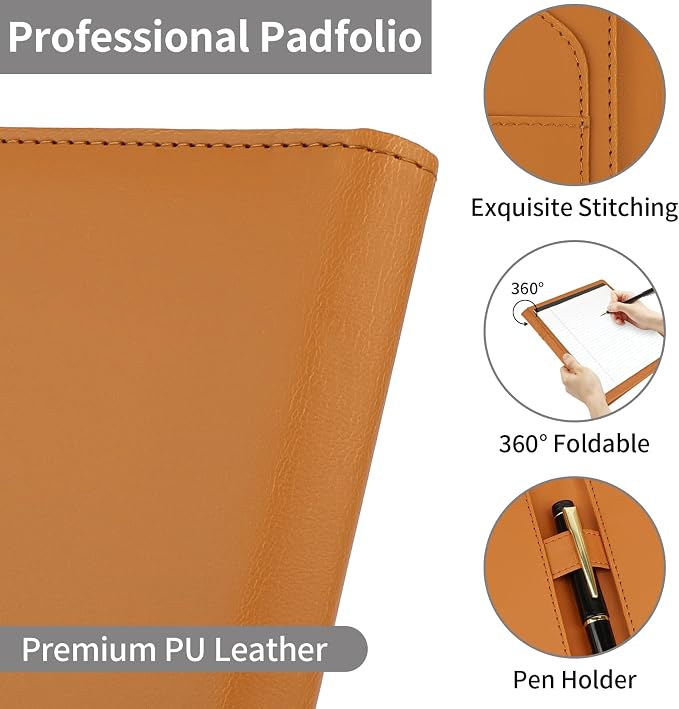 MOWPOG Professional Padfolio Portfolio Binder, Faux Leather Interview Resume - Image 5