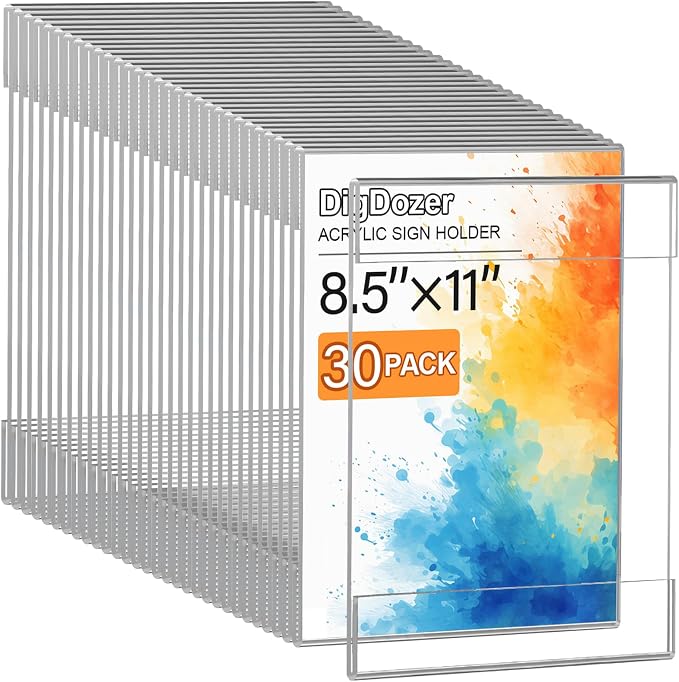 30 Pcs Acrylic Sign Holder 8.5 x 11, Vertical Wall Mount Sign Holders by Unknown