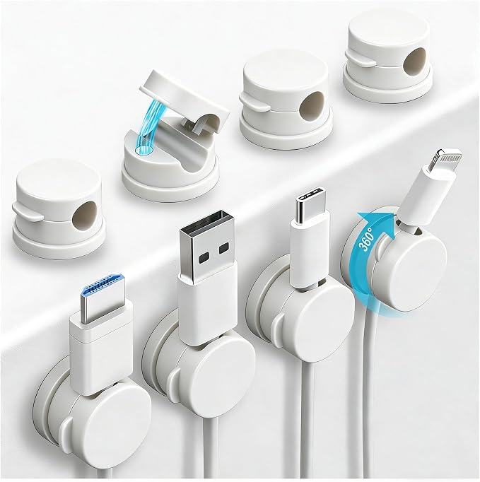 OneLeaf 8 Pack Magnetic Cable Clips, Rotatable Cable Management Clips by OneLeaf