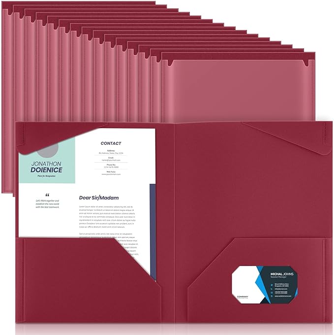 Henoyso 36 Pack Dark Red Plastic Folders by Henoyso