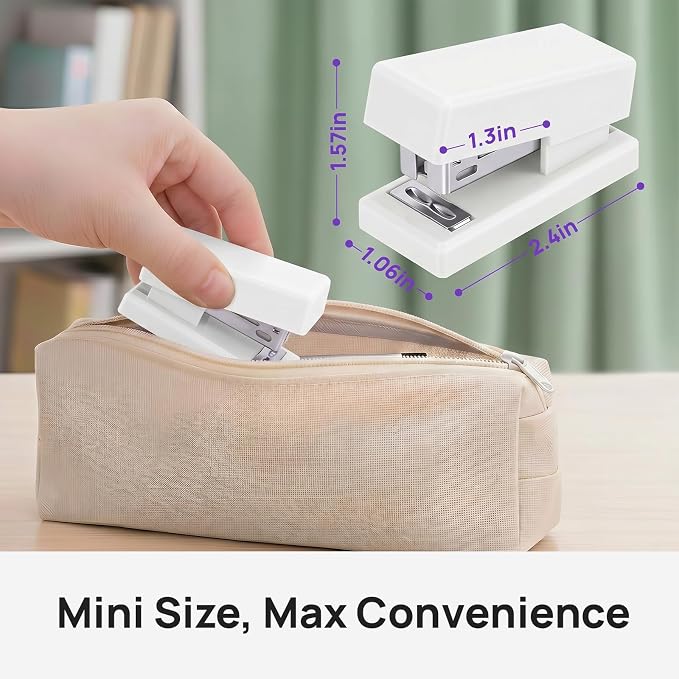 Mini Stapler with 2000 Staples, 30 Sheet Capacity, Jam-Free Small Desktop - Image 2