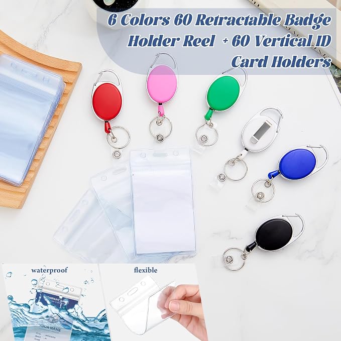 Laumoi 60 Pack Heavy Duty Retractable Badge Holder Reel - Image 5