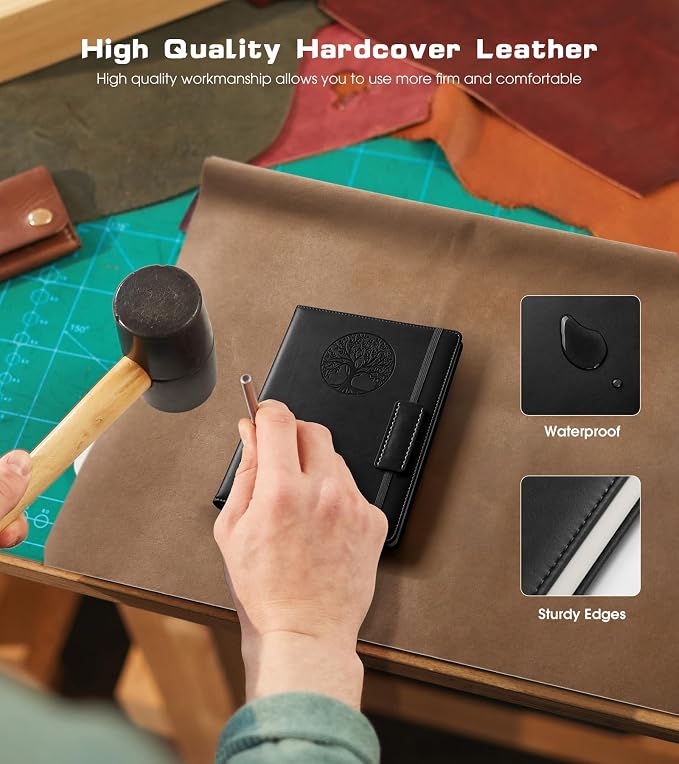 Biuwory A6 Leather Pocket Notebook, 140 Lined Pages Hardcover Small Journal | - Image 3