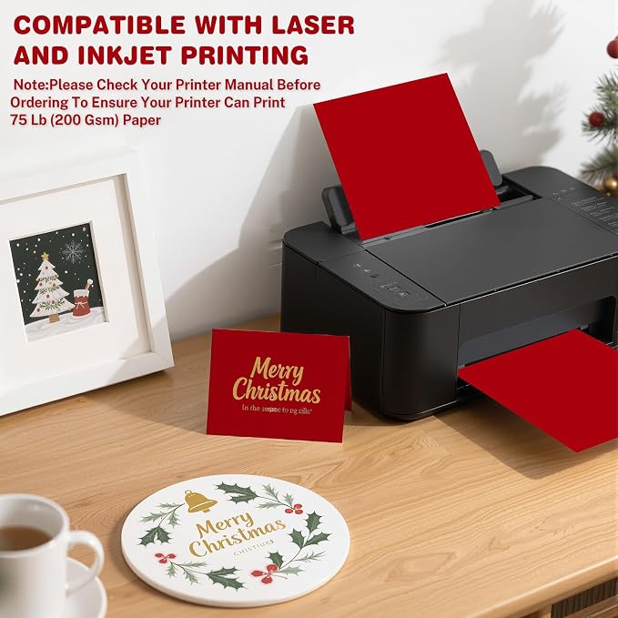 Cardstock 8.5 X 11, 40 Sheets Christmas Red Card Stock, 75lb/ 200gsm Copy Paper - Image 4