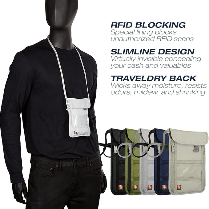 Lewis N. Clark Stash Neck Travel Wallet, RFID Blocking Passport Holder - Image 4