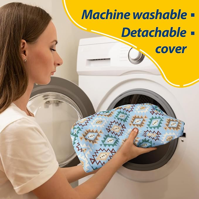 AAAAAcessories D-Shaped Chair Cushions, Machine-Washable Cover, Geometric Blue - Image 4
