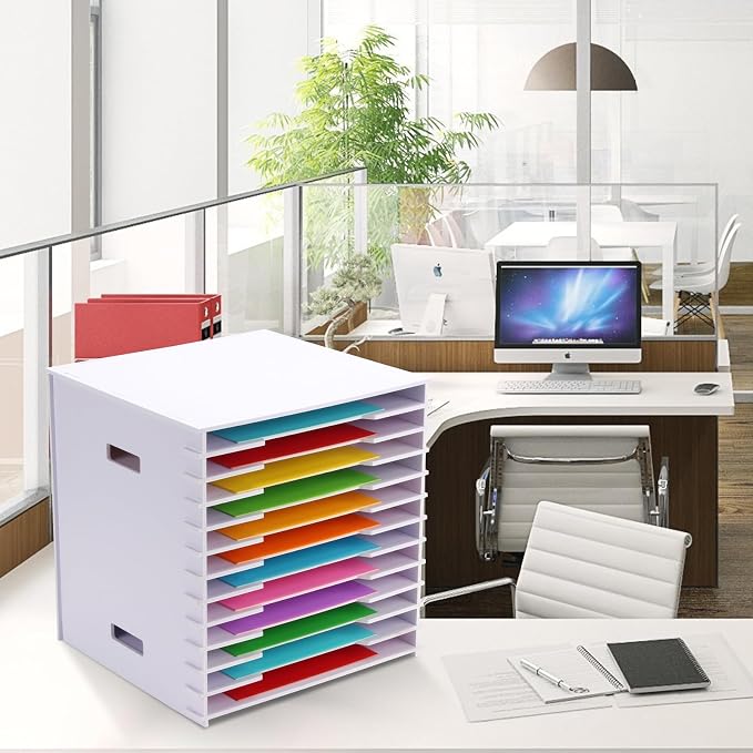 12 Tier 12" x 12" Scrapbook Paper Organizer, Document Holder Desktop Scrapbook - Image 3