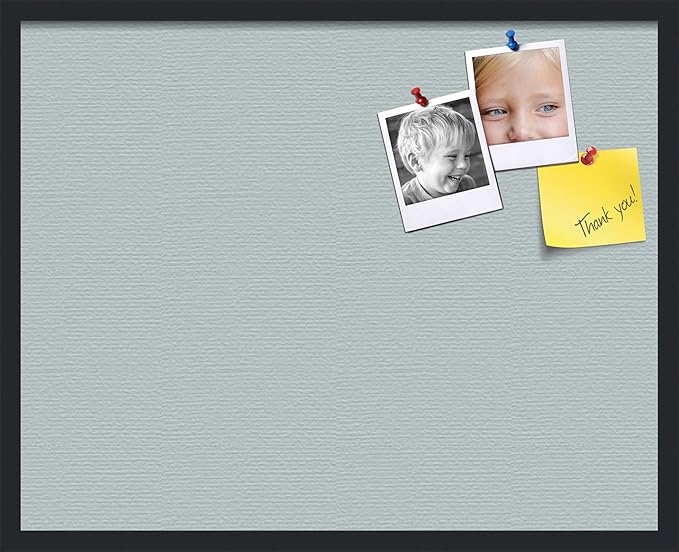 PinPix 30x24 Inch Cork Bulletin Board. This Decorative Framed Pin Board Comes with Soft Blue Design and a Satin Black Frame. Ideal for Home Office Decor or Message Board (PinPix-1814)-DeskLoop Office