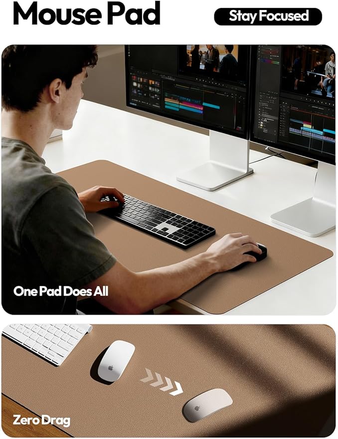 YSAGi Leather Desk Pad Protector, Office Desk Mat, Large Mouse Pad, Non-Slip PU - Image 5