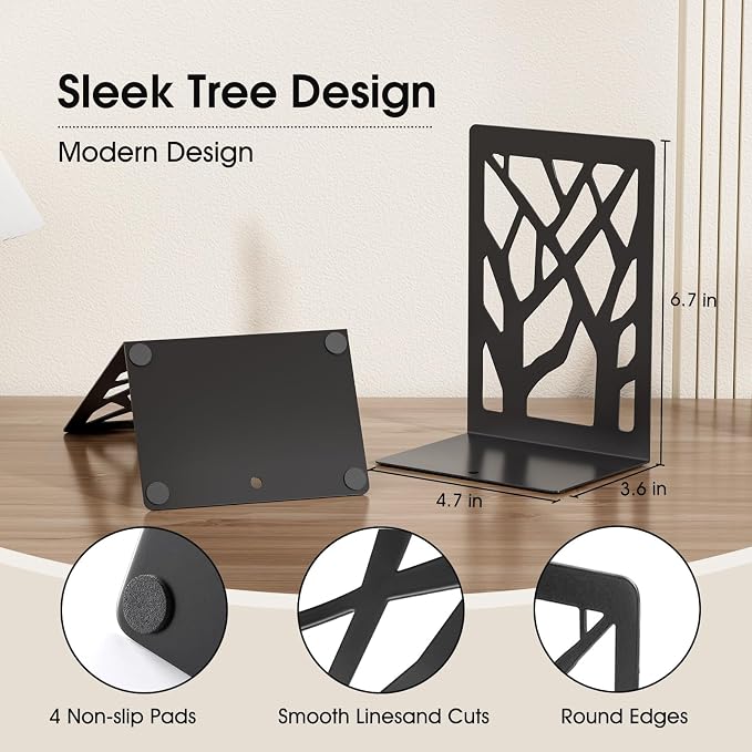 MaxGear Book Ends Tree Design Bookends - Image 3