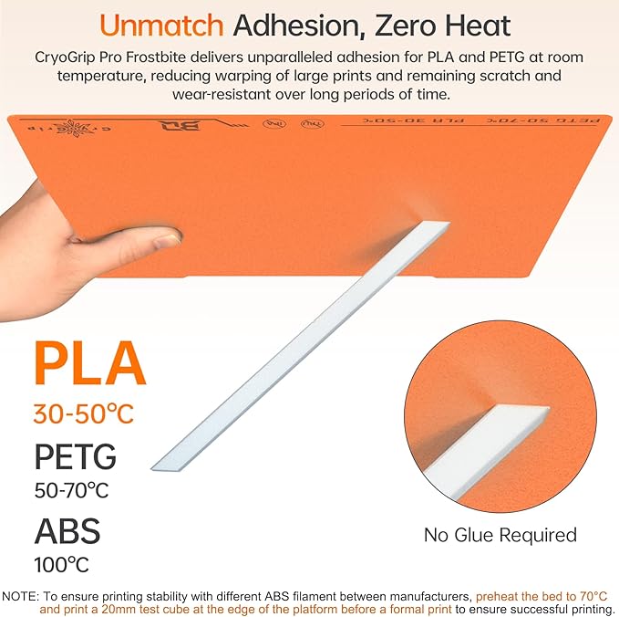 BIQU CryogripPro Frostbite Matte Orange Cold Build Plate - Image 2