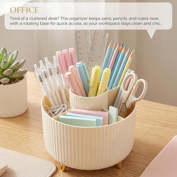 KONVINIT Pencil Pen Holder for Desk, 5 Slots 360 - Image 8