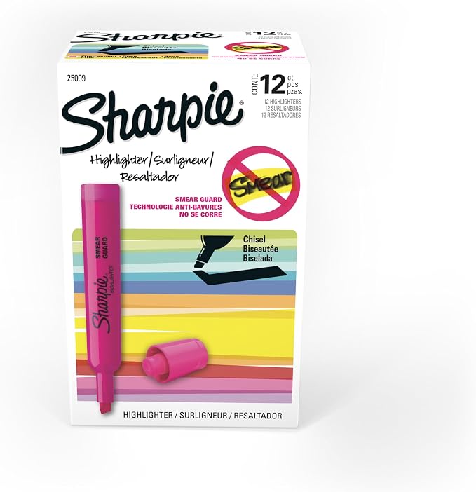 Sharpie Tank Style Highlighters, Chisel Tip, Fluorescent Pink by Unknown