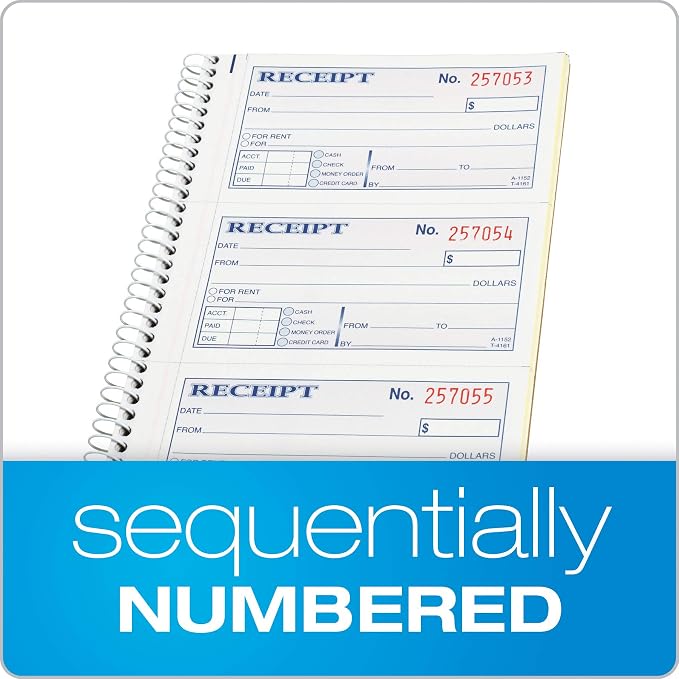 Adams Money and Rent Receipt Book, 2-Part Carbonless, 5-1/4" x 11", Spiral Bound - Image 5