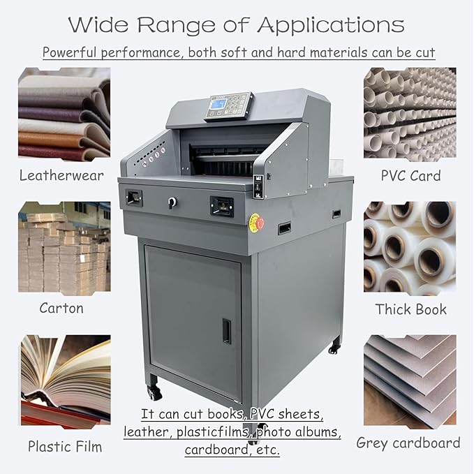 INTSUPERMAI Electric Paper Cutter Heavy Duty Paper Trimmers Guillotine Max. 490 mm /19.29 inch Cutting Length Digital Numerical Control Commercial Paper Stack Cutter Trimmer for Paper Cutting 110V-DeskLoop Office