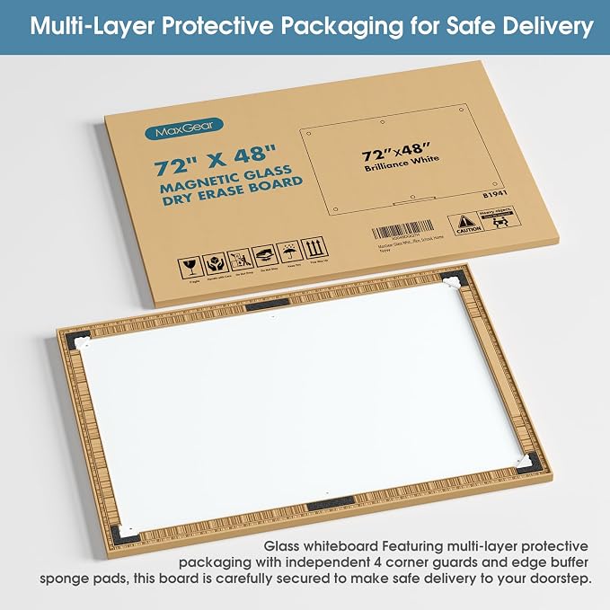 MaxGear Glass Whiteboard Tempered Magnetic Dry Erase Board 72 x 48 Inch Ultra - Image 8