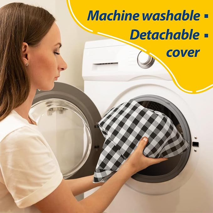 AAAAAcessories D-Shaped Chair Cushions, Machine-Washable Cover, Checkered - Image 4