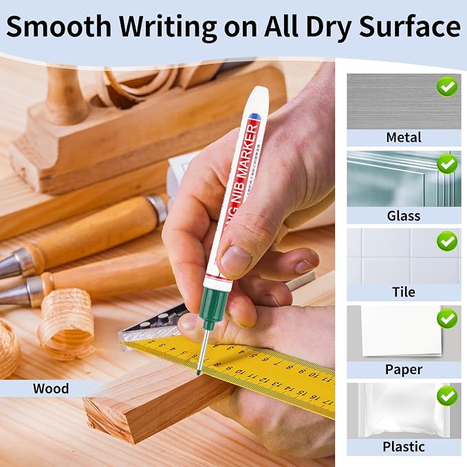 15 Pcs Long Head Deep Hole Marker, 20 mm Long Nose Nib Deep Reach Metal Marking - Image 5
