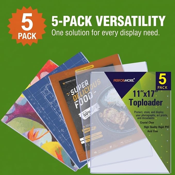 Performore 11" x 17" Heavy Duty Rigid Print Crystal-Clear Toploader Frame - Image 8