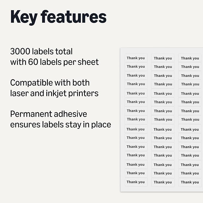 Amazon Basics Printable Address Labels, 2/3" x 1-3/4", 3000 Blank Mailing Labels - Image 2