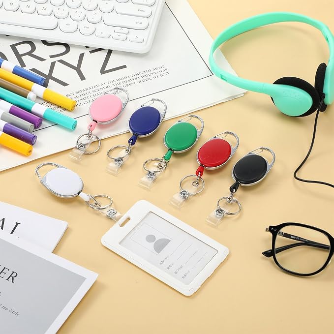 Laumoi 80 Packs Retractable ID Badge Holder Name ID Badge Reel Clips Keychain - Image 5