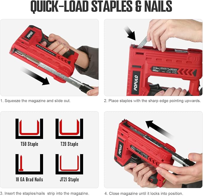 POPULO Electric Staple Gun 4 in 1 Cordless Stapler, 4V Rechargeable Band Nailer - Image 7