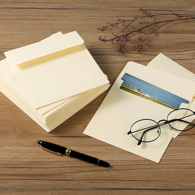 50 Pack 6 x 6 Square Envelopes Self Seal, Cream | - Image 5