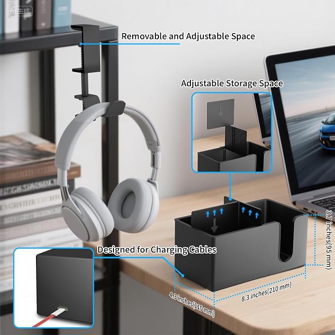 OOKUU 4-in-1 Desk Organizer- Large Desk Cup Holder Clamp - Image 4