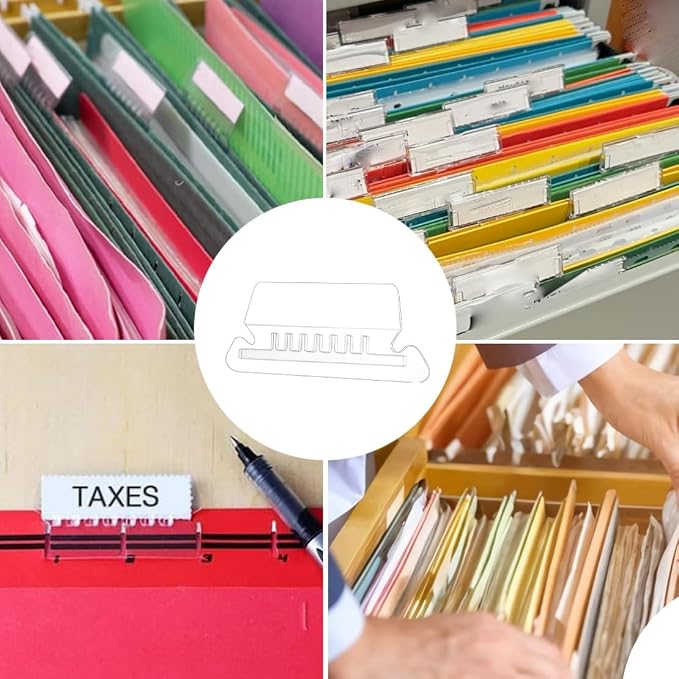 File Folder Tabs 40PCS Suspension Hanging File Folder Labels Clear Plastic - Image 7