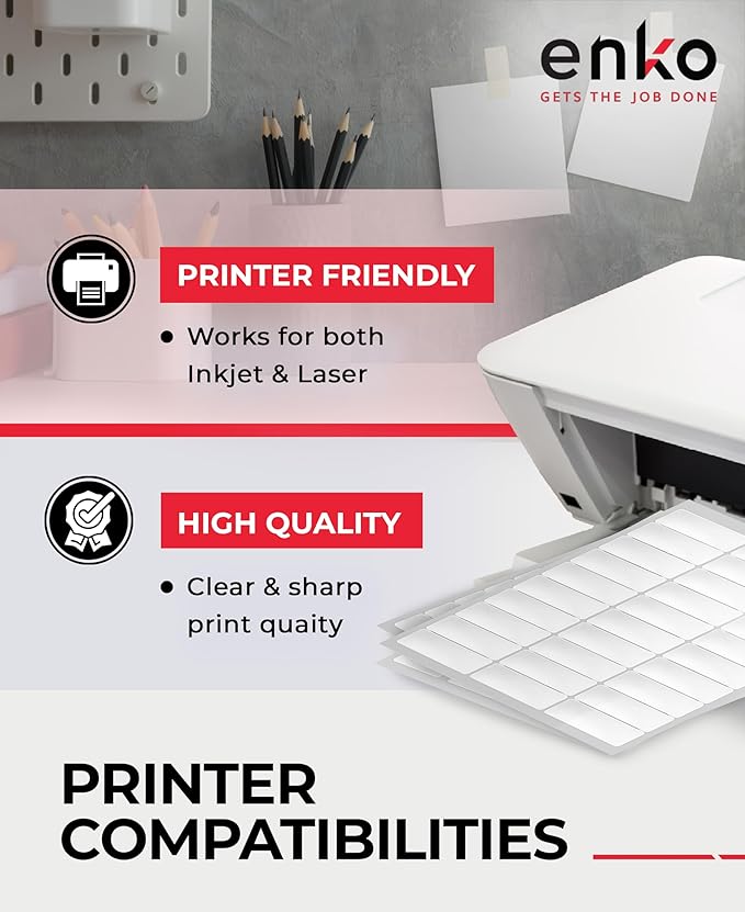 enKo 1 x 2-5/8 Inch 30 Up Return Mailing Address Labels White Printable FBA Labels (100 Sheets, 3000 Labels)-DeskLoop Office